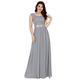 Ever-Pretty Women's Sleeveless Round Neck Elegant A Line Chiffon Lace Empire Waist Prom Dresses Grey 12UK