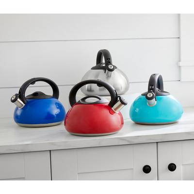 3-Lt. Stainless Whistling Kettle by BrylaneHome in Red Teapot