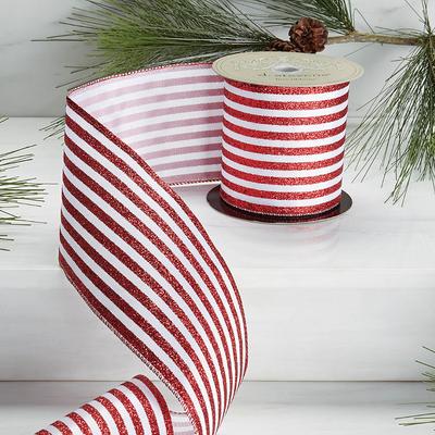 Red and White Striped Ribbon - F...