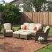 Andover Mills™ Melanson Patio 5 Piece Rattan Seating Group w/ Cushions Synthetic Wicker/All - Weather Wicker/Wicker/Rattan in Brown/Gray | Wayfair