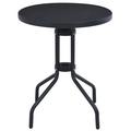 Winston Porter Bistro Table Outdoor Side Table w/ Glass Top Garden Furniture Steel Glass in Black | 28.3 H x 23.6 W x 23.6 D in | Wayfair