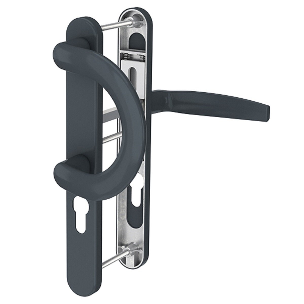 MS Beschläge Türdrücker 72mm Schmalrahmengarnitur Anthrazit Bügelgriff/Drücker TS 55-70mm Image