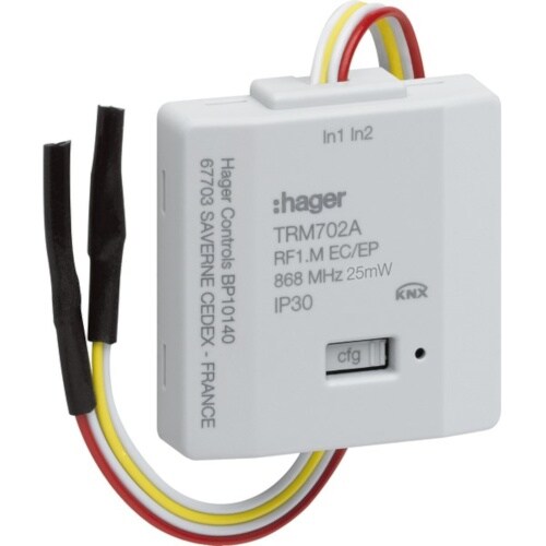 Hager Binäreingang, KNX-RF (Funk), Unterputz, mit LED-Anzeige, 2f, TRM702A Image