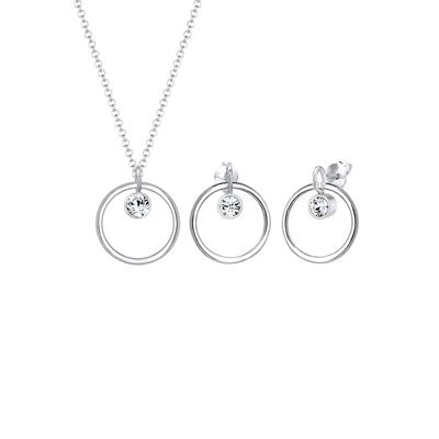 Elli - Kreis Geo Kristalle 925 Silber Tondo Schmuck-Set Damen