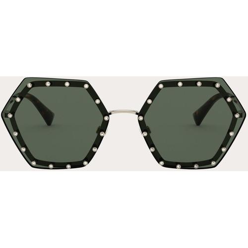 Valentino Valentino garavani sechseckige sonnenbrille aus metall mit kristallen