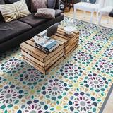 Green/Indigo 60 x 0.06 in Area Rug - Dakota Fields Breonca Moroccan Blue/Purple/Yellow Indoor/Outdoor Non-Slip Rug | 60 W x 0.06 D in | Wayfair