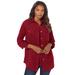 Plus Size Women's Faux Suede Big Shirt by Roaman's in Rich Burgundy (Size 24 W) Button Down