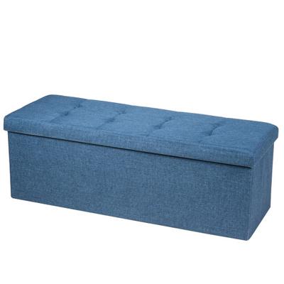 Costway Fabric Folding Storage with Divider Bed End Bench-Navy