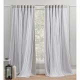 Amalgamated Textiles Exclusive Home Catarina Layered Solid Room Darkening & Sheer Hidden Tab/Rod Pocket Top Curtain Panel Pair in Gray | Wayfair