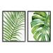 Stupell Industries Tropical Green Palms Minimal White Background - 2 Piece Graphic Art Print Set on Canvas in Green/White | Wayfair