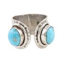 Agra Alliance,'Hammered Silver and Reconstituted Turquoise Wrap Ring'