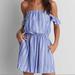American Eagle Outfitters Dresses | American Eagle Blue & White Off The Shoulder Dress | Color: Blue/White | Size: Xs