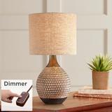 360 Lighting Emma Brown Ceramic Mid-Century Lamp with Table Top Dimmer