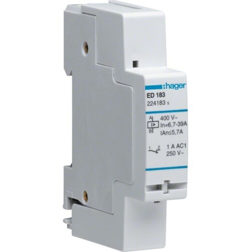 Hager Lastabwurfrelais, 230V, 6,7-39A, 3,1-5,7A/ansp, 1Ö, 1A, 230V, 230VA, AC, 1TE Image
