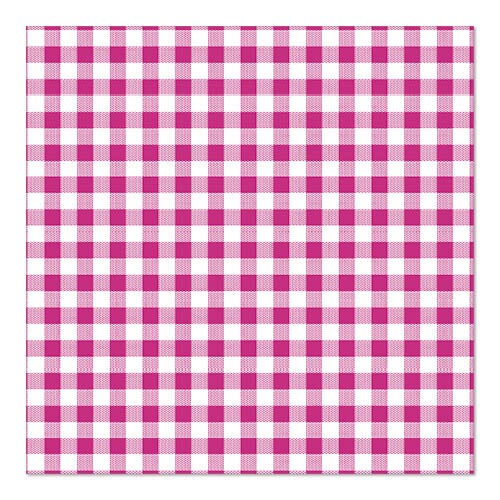 Papstar 12 X 30 Servietten, 3-lagig 1/4-Falz 33 cm x 33 cm fuchsia "Vichy Karo" Image