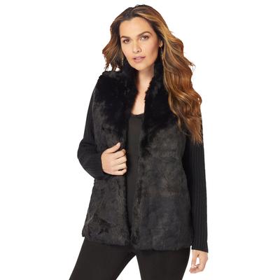 Plus Size Women's Faux Fur Cardigan Sweater by Roaman's in Black (Size 34/36)