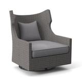 Bernhardt Captiva Swivel Patio Chair w/ Cushions Wicker/Rattan in Gray/Brown | 40 H x 33 W x 30 D in | Wayfair OP1102S_6031-010