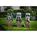 World Menagerie Rue See, Hear, Speak No Evil Easter Island 3 Piece Garden Solar Statues Set, Metal in Gray | 21.5 H x 8 W x 6 D in | Wayfair