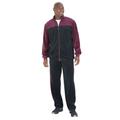 Men's Big & Tall Colorblock Velour Tracksuit by KingSize in Deep Burgundy Black (Size XL)