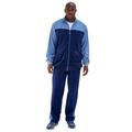 Men's Big & Tall Colorblock Velour Tracksuit by KingSize in Navy Slate Blue (Size 2XL)