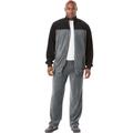 Men's Big & Tall Colorblock Velour Tracksuit by KingSize in Steel Black (Size 3XL)