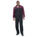 Men's Big & Tall Colorblock Velour Tracksuit by KingSize in Deep Burgundy Black (Size 7XL)