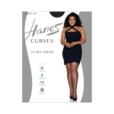 Plus Size Women's Curves Ultra Sheer Control Top Legwear by Hanes in Black (Size 3X/4X)