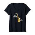 Damen Saxophone Player Gifts - I'm Saxy and I Know It Funny Sax T-Shirt mit V-Ausschnitt
