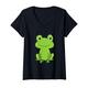 Damen Süßer Grüner Frosch Kinder Frosch Fröschchen T-Shirt mit V-Ausschnitt