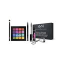 NYX Professional Makeup Full Eye Look Makeup Set, 5-teilig, Ultimate Eye Shadow Palette Brights, Lidschattenpinsel, Epic Ink Eyeliner, Wimpernzange, Worth the Hype Mascara