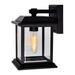 Red Barrel Studio® Kinder Black Outdoor Wall Lantern Glass/Metal/Steel in Black/Gray | 10 H x 7 W x 10 D in | Wayfair