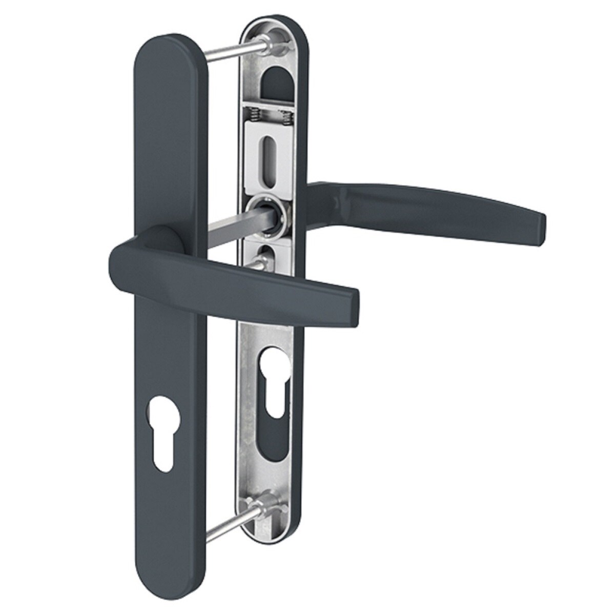 MS Beschläge Schmalrahmengarnitur 92mm Anthrazit RAL7016 PZ Lochung Drücker/Drücker TS 55-70mm Image