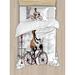 East Urban Home Young Girl in Paris Streets w/ Bike French Display Duvet Cover Set Microfiber in Brown/Gray | Twin | Wayfair ESUN8326 44266661