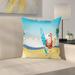 East Urban Home Christmas Santa on Beach Surf Square Pillow Cover Polyester | 16 H x 16 W x 2 D in | Wayfair ETHE1654 44279278