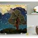 Winston Porter Manor Art Vibrant Starry Night Shower Curtain + Hooks Polyester | 70 H x 69 W in | Wayfair WNPR2875 39392010