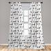 East Urban Home Dog Lover 2 Panel Curtain Set, Abstract Hand Drawn Dachshund Puppy Silhouettes w/ Playthings Dotted Design | 95 H in | Wayfair