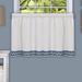 Tejeda Cafe Curtain Polyester in White/Blue Laurel Foundry Modern Farmhouse® | 36 H x 58 W x 1.5 D in | Wayfair 9F301FB247254522B05992B0E2FBC0B3