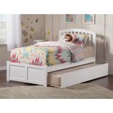 Harriet Bee Richy Solid Wood Platform Bed w/ Footboard & Trundle Wood/Solid Wood in White | 45.63 H x 42.125 W x 78.13 D in | Wayfair