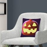 The Holiday Aisle® Henkel 3D Jack O Lantern Yellow Light Halloween Decorative Throw Pillow Polyester/Polyfill blend | 16 H x 16 W x 16 D in | Wayfair