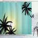 Ebern Designs Alexuss Modern Hawaiian Miami Beach Island Palm Trees w/ Sun Like Clear Skies Art Print Image Single Shower Curtain | Wayfair