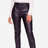 Free People Jeans | Belted Faux-Leather Ankle Pants | Color: Black | Size: 25