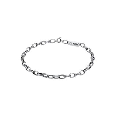 KUZZOI - Herren Gliederkette Oval Massiv Basic 925 Silber Herrenschmuck 1 ct