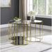 Everly Quinn Dickerson Glass Top Floor Shelf End Table Storage Glass/Metal in Yellow | 23.5 H x 40 W x 40 D in | Wayfair