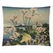 World Menagerie Mt. Fuji Through the Cherry Blossoms Tapestry Polyester in Green/Yellow | 51.5 H x 60.5 W in | Wayfair