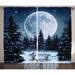 East Urban Home Winter Decorations Dreamy Winter Night w/ a Big Full Moon & Stars Lights the Darkness Graphic Print | 90 H in | Wayfair