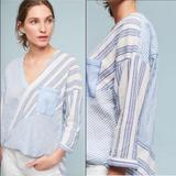 Anthropologie Tops | Anthro Holding Horses Blue White Striped Blouse Xs | Color: Blue/White | Size: Xs