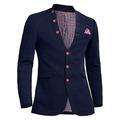D&R Fashion Men's Knitted Jacket Waistcoat Look Blazer Grandad Shawl Collar Slim Fit Navy Blue L 42