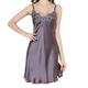 DISSA Women 100% Silk Nightdress Sleeveless Pyjamas D2126,Purple,L