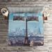 East Urban Home Eiffel Tower Sky Microfiber Eclectic Coverlet/Bedspread Set Microfiber in Blue/Brown | Queen Bedspread + 2 Shams | Wayfair