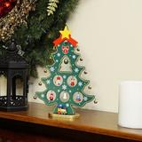 Northlight Seasonal 11.25" Red & Green Christmas Tree Cut-Out w/ Miniature Ornaments Tabletop Decoration in Brown/Green | Wayfair 32259768